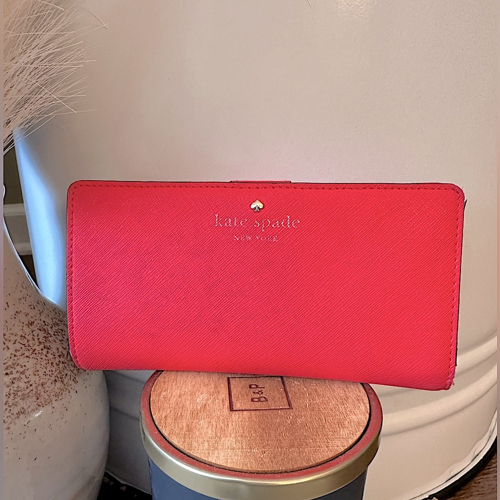 Red KATE SPADE snap leather wallet